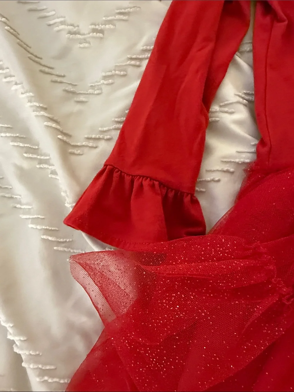 Girls Red Reindeer Tulle Holiday Dress